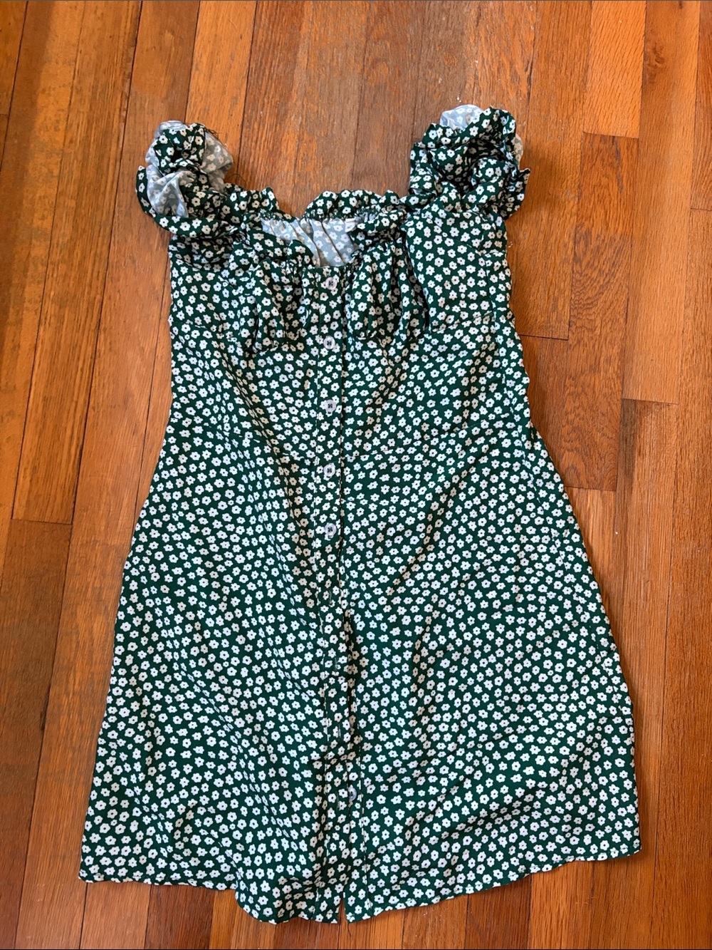 Green Floral Button-Front Women's Top